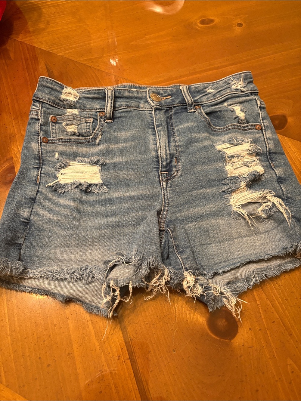 American Eagle Outfitters Light Blue Distressed Denim Cutoff Shorts